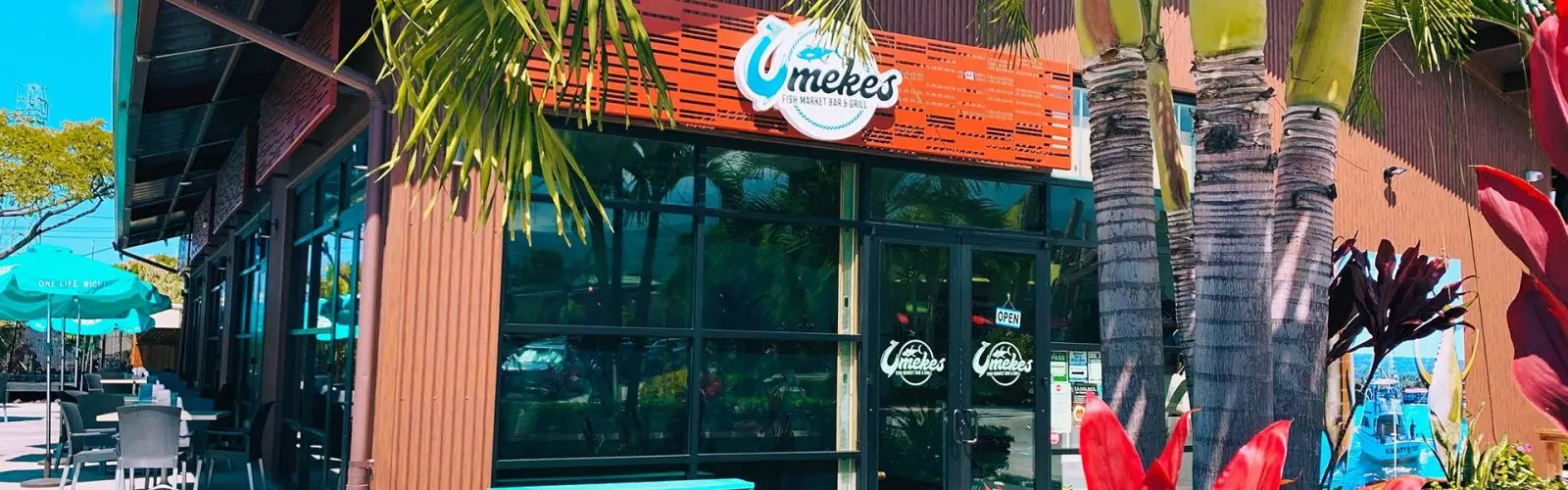 The Umekes sign over the Kona restaurant entrance on Pawai Place